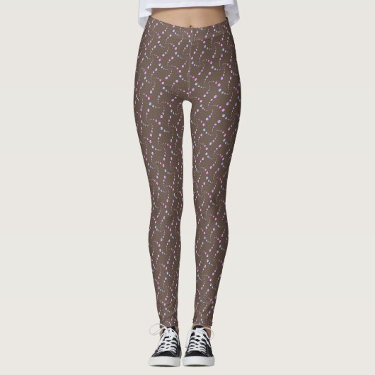 Pastel, mehrfarbig gepunktetes Wellenmuster auf Br Leggings (Vorderseite)