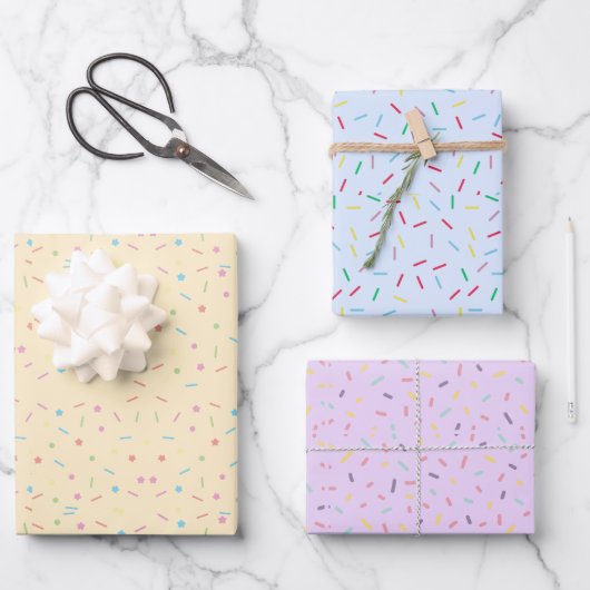 Pastel Mehrfarbig Sprinkles Modernes Trendy Geschenkpapier Set (Vorderseite)
