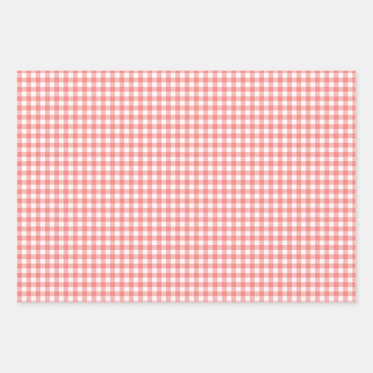 Pastel Melon Orange Gingham Karo Pattern Geschenkpapier Set (Vorderseite 3)
