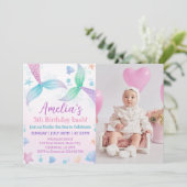 Pastel Mermaid 1. Geburtstag Einladung (Stehend Vorderseite)