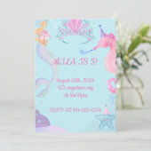 pastel mermaid birthday invitation einladung (Stehend Vorderseite)
