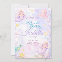 Pastel Mermaid Birthday Invitation Under The Sea  Einladung