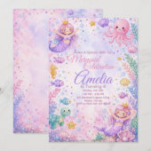 Pastel Mermaid Celebration Invitation Editable Einladung (Vorne/Hinten)