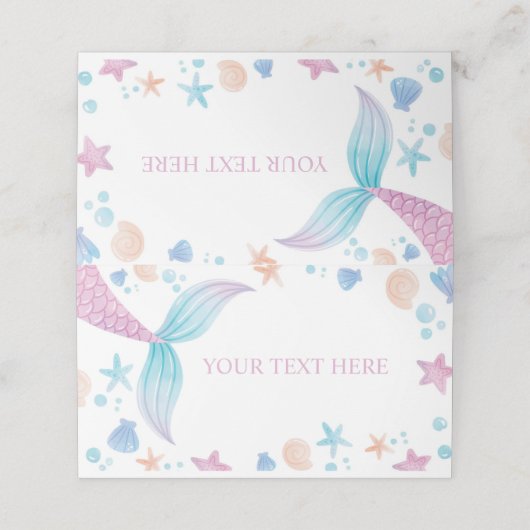 Pastel Mermaid Girl Birthday Platzkarte (Außenseite Aufgefaltet)