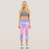 Pastel Mermaid Scales Capri Leggings (Vorderseite)