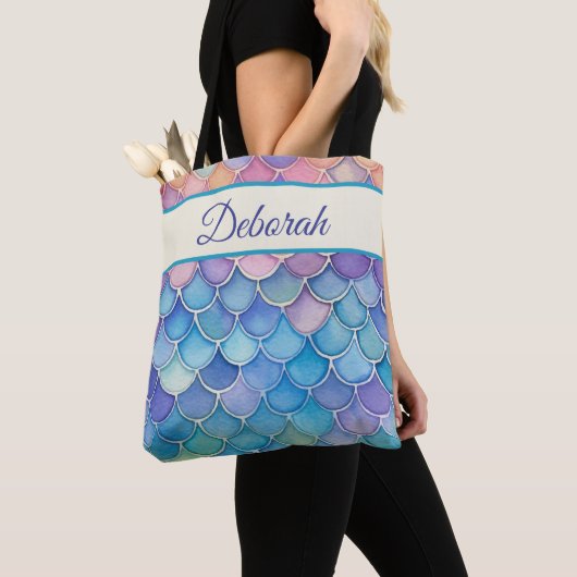 Pastel Mermaid Scales Personalisiert Tasche (Von Nahem)