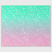 Pastel Mermaid Scales Pink Green Ombre Geschenkpapier (Flach)