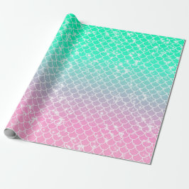 Pastel Mermaid Scales Pink Green Ombre Geschenkpapier
