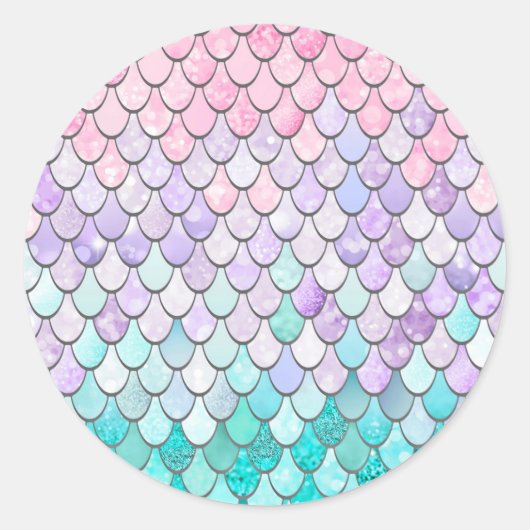 Pastel Mermaid Scales Runder Aufkleber (Vorderseite)