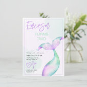 Pastel Mermaid Schwanz Geburtstag Einladung (Stehend Vorderseite)