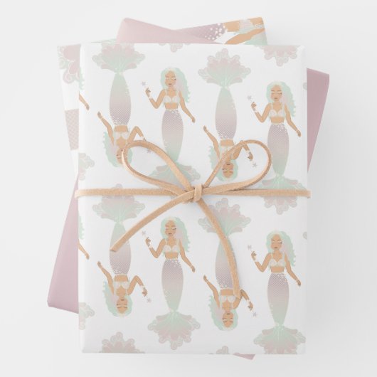 Pastel Mermaid Theme Wrapping Paper Set Geschenkpapier Set (Beispiel)