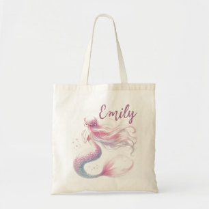 Pastel Mermaid Tote Beutel mit Namen Tragetasche