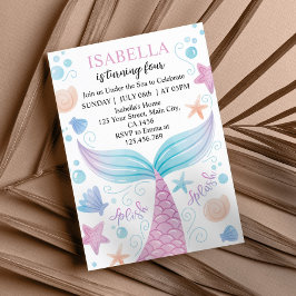 Pastel Mermaid zum Geburtstag Einladung