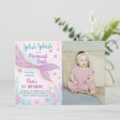 Pastel Mermaid zum Geburtstag Einladung (Stehend Vorderseite)