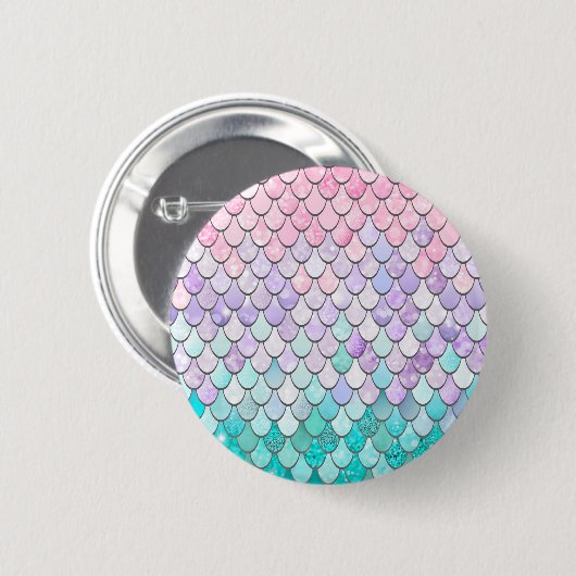 Pastel Merrmaid Scales Pattern Button (Vorne & Hinten)