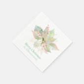 Pastel Merry Christmas Poinsettia Pink Sage Gold Serviette (Ecke)