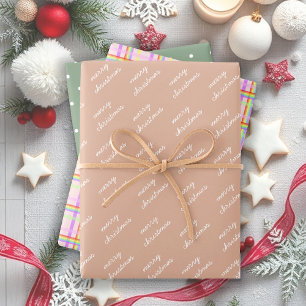 Pastel Merry Christmas Rainbow Geschenkpapier Set