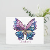Pastel Metallic Butterfly Dankeskarte (Stehend Vorderseite)