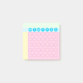 Pastel Mini Calendar Circles Habit Tracker Post-it Klebezettel