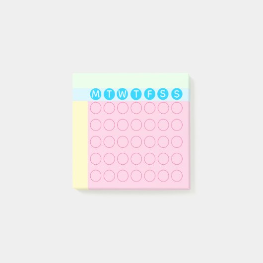 Pastel Mini Calendar Circles Habit Tracker Post-it Klebezettel (Vorderseite)