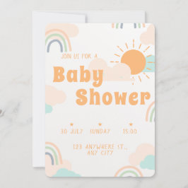 Pastel Minimal Baby Dusche Einladung