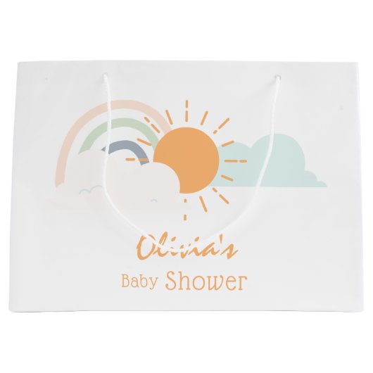 Pastel Minimal Baby Dusche Große Geschenktüte (Vorderseite)