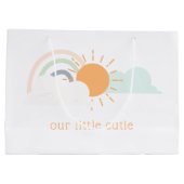 Pastel Minimal Baby Dusche Große Geschenktüte (Rückseite)