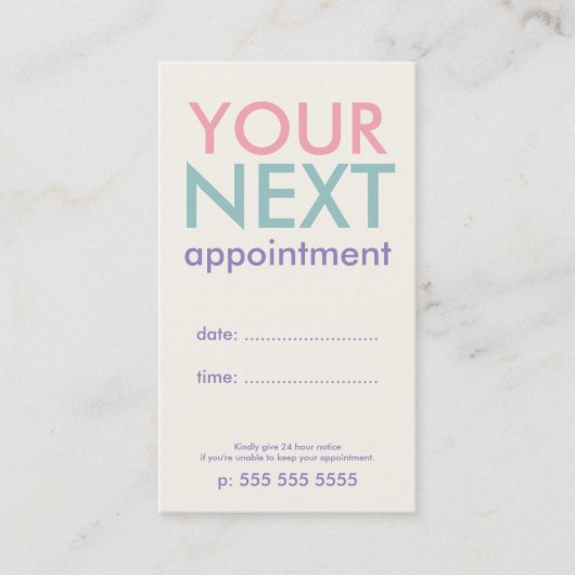 Pastel Minimal Basiskarte Terminkarte (Vorderseite)