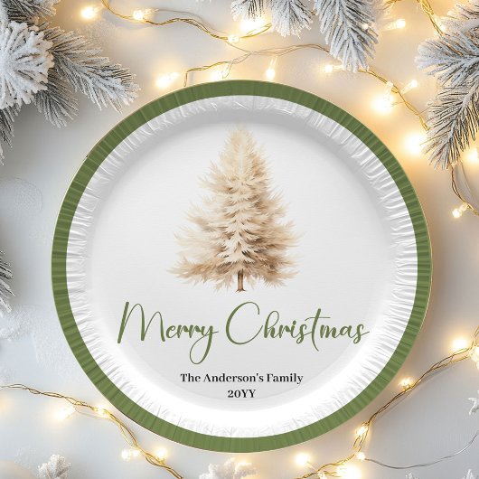 Pastel Minimal Christmas Personalized Family Plate Pappteller