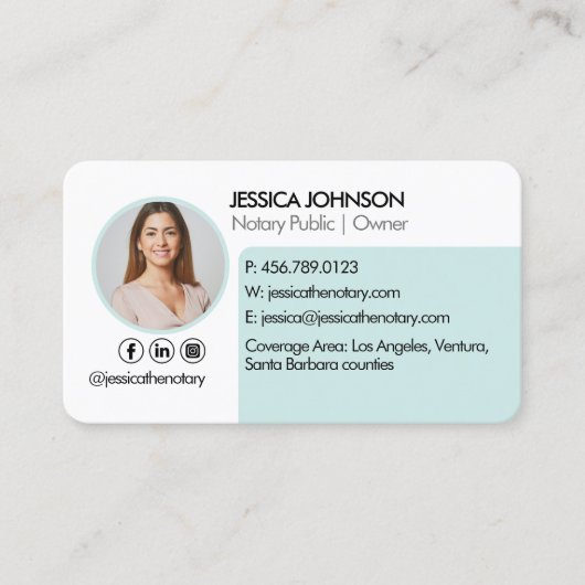 Pastel Minimal & Moderner QR Code Notare Foto Visitenkarte (Vorderseite)