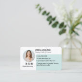 Pastel Minimal & Moderner QR Code Notare Foto Visitenkarte (Stehend Vorderseite)