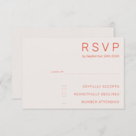 Pastel Minimal White and Red Modern Wedding RSV Einladung