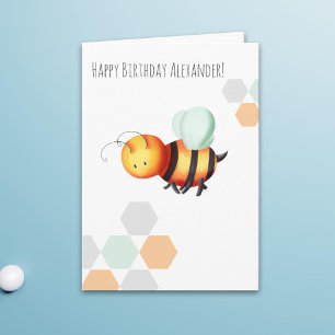 Pastel Minimalistisch Bee Happy Geburtstag Persona Karte