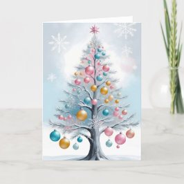 Pastel Minimalistisch Pine Tree Shiny Ornamente Feiertagskarte