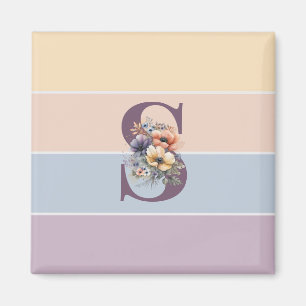 Pastel-minimalistische Streifen mit Aquarellfarben Magnet