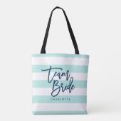 Pastel Mint and White Stripes Blue Team Bridge Tasche (Rückseite)