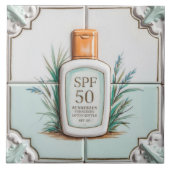 Pastel Mint Blue Sunscreen Lotion Schönes Bad Fliese (Vorderseite)
