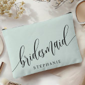Pastel Mint Bridesmaid Moderne Kalligrafie Zubehörtasche
