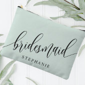 Pastel Mint Bridesmaid Moderne Kalligrafie Zubehörtasche