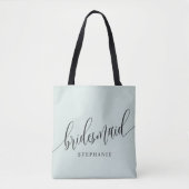 Pastel Mint Bridesmaid Modernes Script Tasche (Vorderseite)
