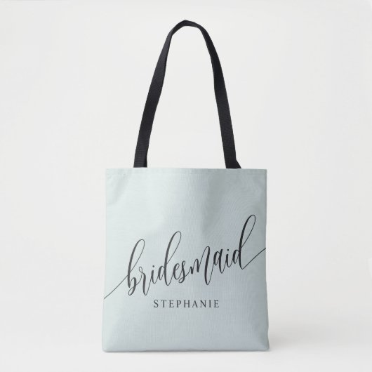 Pastel Mint Bridesmaid Modernes Script Tasche (Vorderseite)