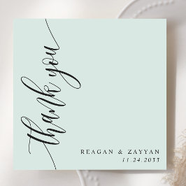 Pastel Mint Calligraphy Script Wedding Dankeskarte