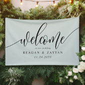Pastel Mint Calligraphy Simple Wedding Willkommen Banner