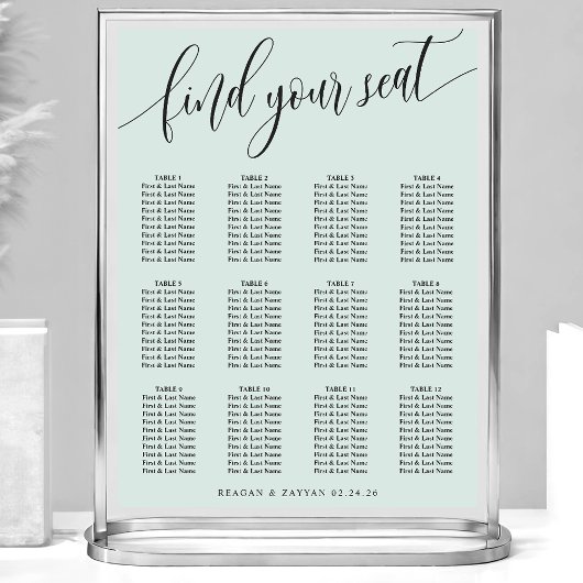 Pastel Mint einfache Hochzeitskarte Poster