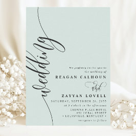 Pastel Mint Elegant Calligraphy Script Wedding Einladung