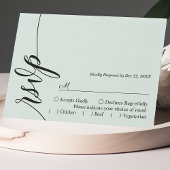 Pastel Mint Elegant Calligraphy Wedding RSVP Card Karte