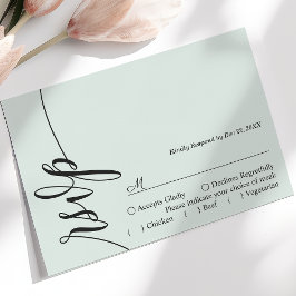 Pastel Mint Elegant Calligraphy Wedding RSVP Card Karte