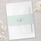 Pastel Mint Elegant Simple Monogram Wedding Einladungsbanderole
