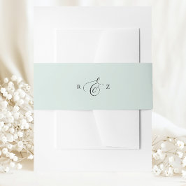 Pastel Mint Elegant Simple Monogram Wedding Einladungsbanderole