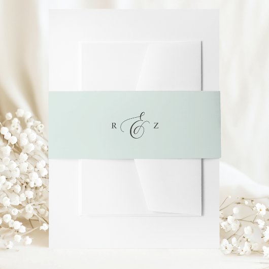 Pastel Mint Elegant Simple Monogram Wedding Einladungsbanderole